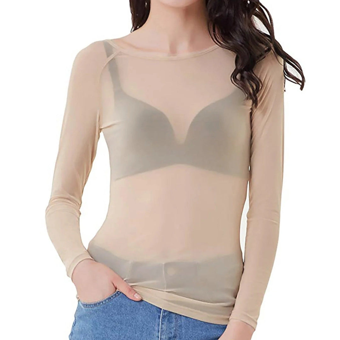 Top A Rete Trasparente Da Donna | Maniche Lunghe